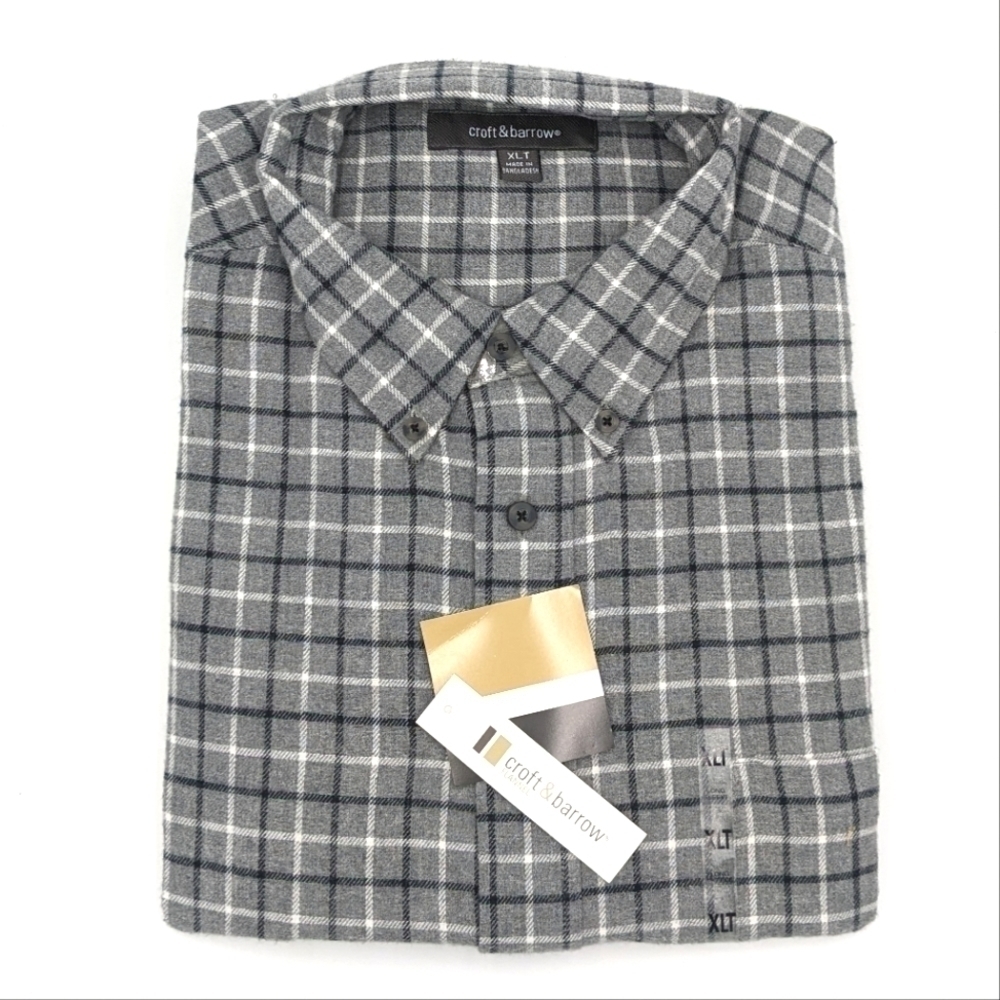 NWT Croft & Barrow Plaid Flannel Button Down Shirt XL Tall
